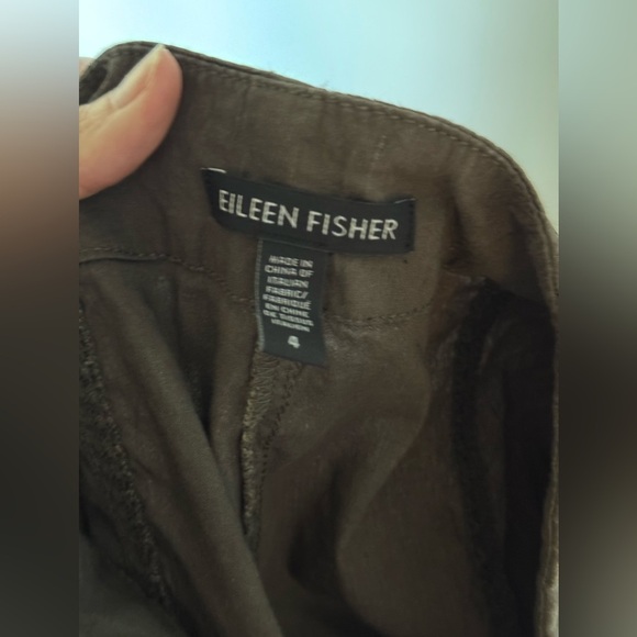 Eileen Fisher Brown Tan Linen Blend Cargo Pants Joggers size 4 EUC - Picture 5 of 9